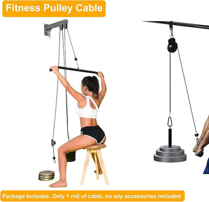32.8Ft/98.4Ft Fitness Pulley Cable, Gym Steel Cable for DIY Home Gym, Gym Cable Replacement for Pulley Cable Machine,TPU Coated,Thick 1/4"(6mm)