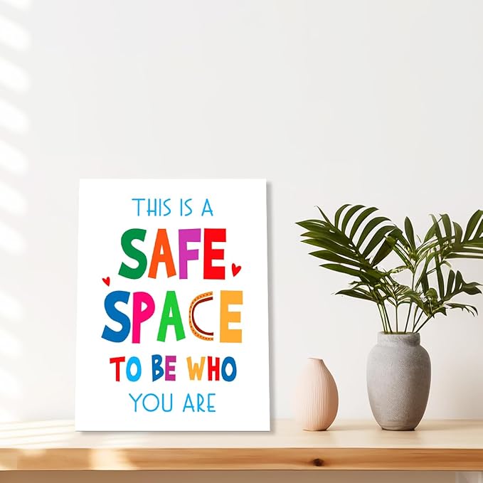 YEOION Mental Health Wall Decor,This is a Safe Space Wall Art Canvas Frame Print for Mental Health Therapy Office School Counselor Calming Corner Wall Decor