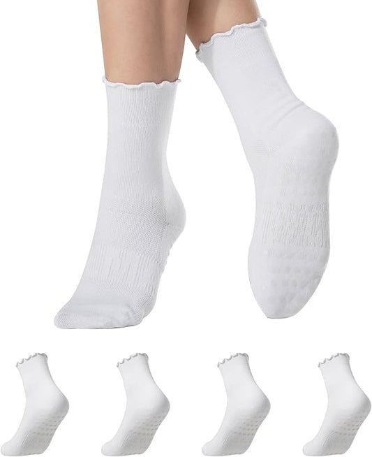 CoolMate Pilates Socks with Grips for Women, Yoga Socks, Crew Non Slip Women for Workout, Barre, Pilates Gifts