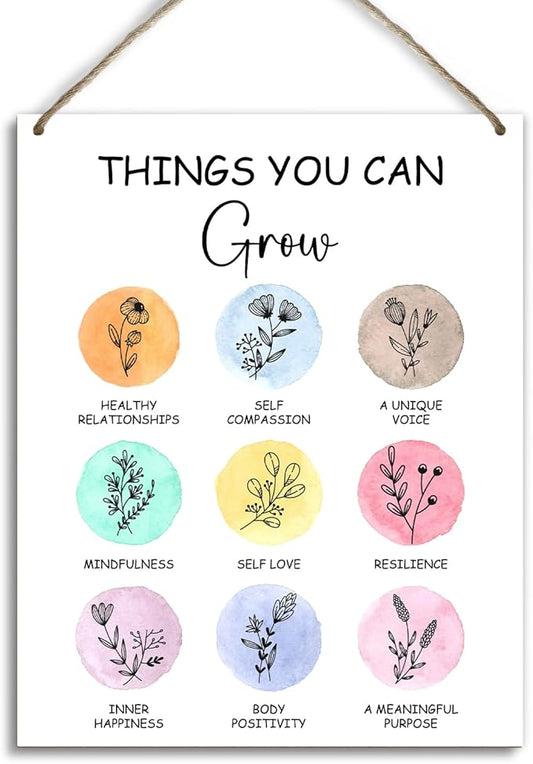 Mental Health Therapy Office Wooden Hanging Wall Decor Positive Energy Wood Sign Positive Affirmations Wood Wall Decor Office School Classroom Nursery Homes chool Decor Therapist Gifts 8''X10'' (DH94)