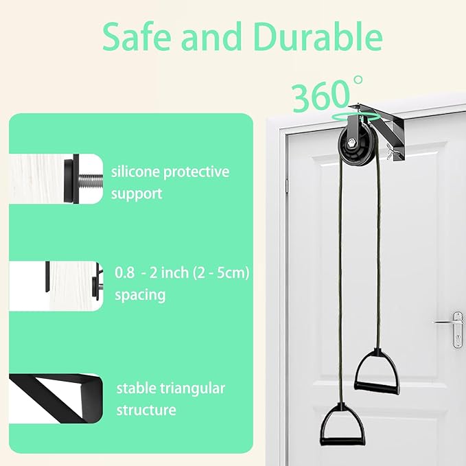 Shoulder Pulley for Physical Therapy with Fixed Metal Bracket, Shoulder Pulley Over The Door Physical Therapy System, Over Door Exercise Pulley for Injury Rehab Recovery Stretching