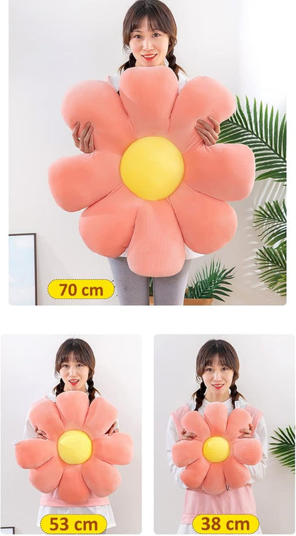 Flower Shaped Throw Pillow - Soft Seating Cushion for Bedroom, Sofa, Bed, Reading (21 inch, Green, 1 Count)