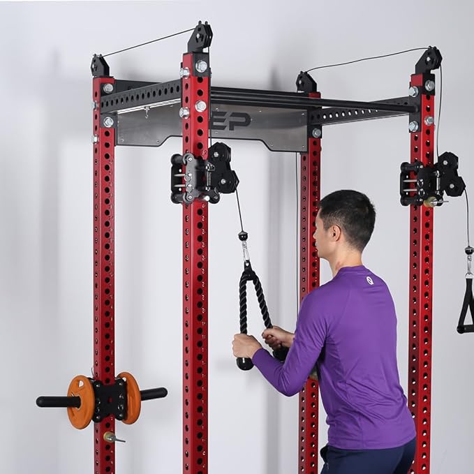 Double Length Tricep Rope for Cable Machines - 55 Inch Heavy Duty Pulldown Attachment, 4ft 7in Gym Strength Training Accessory & Home Workout Equipment