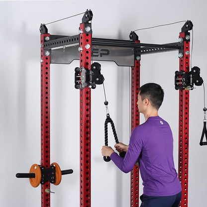 Double Length Tricep Rope for Cable Machines - 55 Inch Heavy Duty Pulldown Attachment, 4ft 7in Gym Strength Training Accessory & Home Workout Equipment