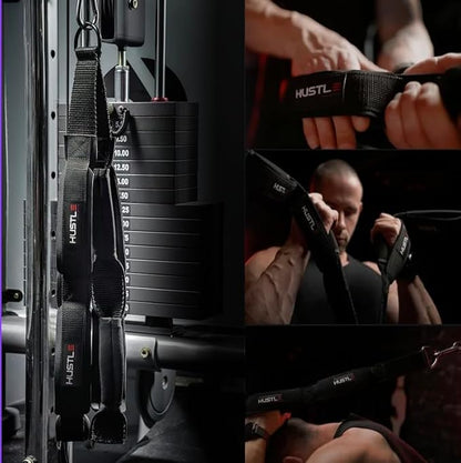 Hustle Athletics Tricep Rope Cable Attachments for Gym Use - Perfect Gym Equipment for Home/Gym Accessories - Multi Workout Rope Cable Machine Attachment -Best Gym Rope Grip with 4 Anti-Slip Handles