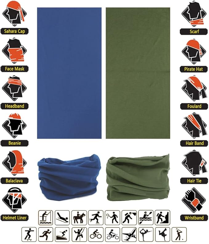 Headband Neck Gaiter Head Wrap Headwear Face Mask Magic Scarf Bandana for Men and Women