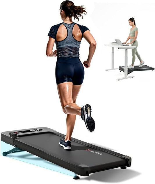 Yesoul Walking Pad Treadmill with 10% Auto Incline, Under Desk Treadmill for Home Walking, Hiking & Running, 300lbs Capacity, Smart App Scenic Routes & Live Classes, Remote & LED Display