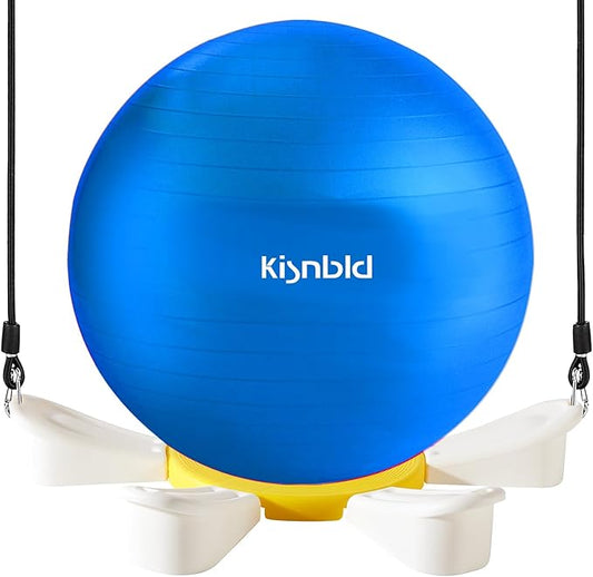 Exercise Ball, Daisy Shaped Yoga Ball Base with Resistance Bands for Stability, Yoga, Balance & Preganancy, Anti-Burst Ball Chair for Office, Home & Gym(65cm/22in)