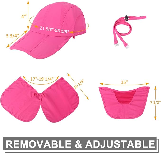 Foldable Sun Cap, Fishing Hats, UPF 50+ Protection Caps with Face Mask Neck Flap