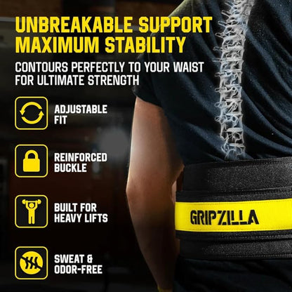 GRIPZILLA Weight Lifting Belt for Men & Women – Gym Belt for Back Support, Powerlifting, Deadlifts, Squats, Bodybuilding, Workout, Cross Training, Quick Lock Buckle Weightlifting Belt, Fitness Gear