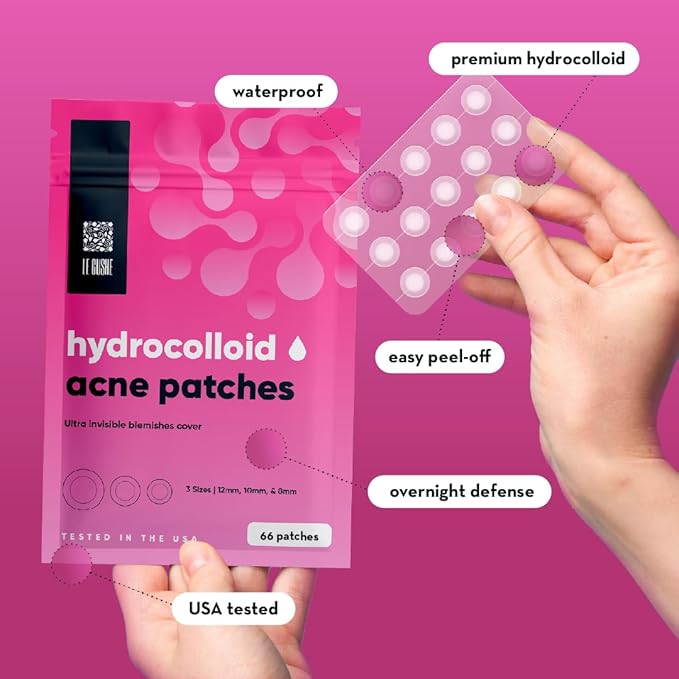 grace & stella Pimple Patches for Face (66 Dots) - Hydrocolloid Acne Patches for Face - Invisible Zit Stickers - Flatten Spots in 6-8 Hrs