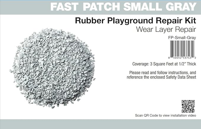 Fast Patch Poured-in-Place Surfacing Repair Kit Fix Rubber Playground (Gray, Small)
