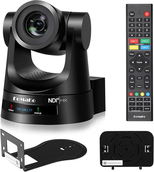 FoMaKo NDI PTZ Camera, AI Auto-Tracking Gen 3, 20x Optical Zoom HDMI PTZ Camera for Church Worship Education Events (NDI 6 & NDI HX3 Certified)(KN20A Pro Black)