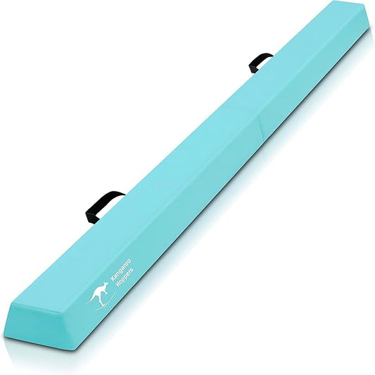 Kangaroo Hoppers 8FT Kids Balance Gymnastics Beam for Kids, Folding Extra Firm Foam Floor Beam for Beginners, Home Training Equipment with Anti-Slip Base, Carrying Bag
