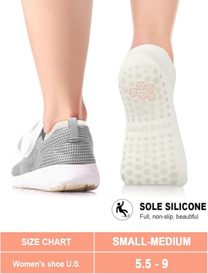 3/6 Pairs Grip Pilates Socks for Women, Non-slip Yoga Athletic Socks for Barre Ballet Barefoot Workout Hospital