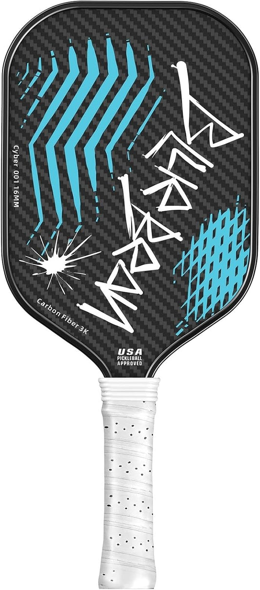 Pickleball Paddles,USAPA,Carbon Fiber Pickleball Paddle with 16MM Polymer Honeycomb Core Provides Lighter Weight&Higher Grit&Spin,Engineered for Professional Players,BlueBean