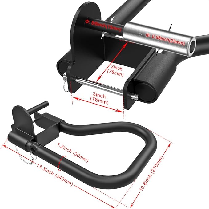 SELEWARE Solid Dip Bar Attachment for 2" x 2" or 3" x 3" with 1", 1/2" or 5/8" Hole Power Cage Squat Rack, Set of 2 Dip Bar Muti-Grip Handles for Strength Training, Double Welding Design