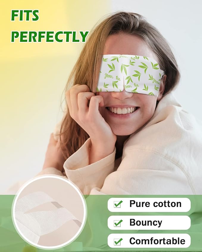 16 Packs Steam Eye Masks for Dry Eyes, Green Tea Warm Eye Mask, Relief Eye Fatigue & Puffy Eyes, Moist Heating Compress for Eyes, Self Heated Eye Mask, Disposable Travel Essentials & Relaxation Sets