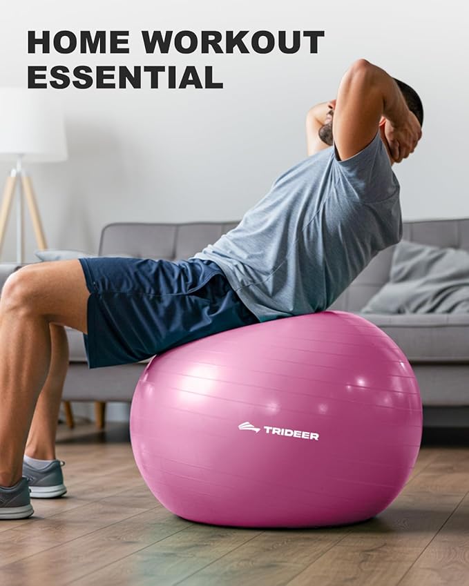 Trideer Exercise Ball for Yoga, Pilates & Fitness – Stability Ball Equipment for Home Gym & Office Chair, Core & Balance Training Accessories, Physical Therapy Equipment, Quick Pump Included, 5 Sizes