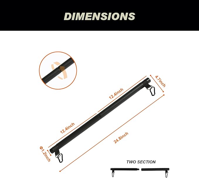 Portable Resistance Band Bar, Carbon Steel Resistance Bar for Resistance Bands, Dual Cable Machine Bar, Straight Bar Cable Attachment, MAX Weight Loading 60kg, Adjustable from 37" to 24.8"
