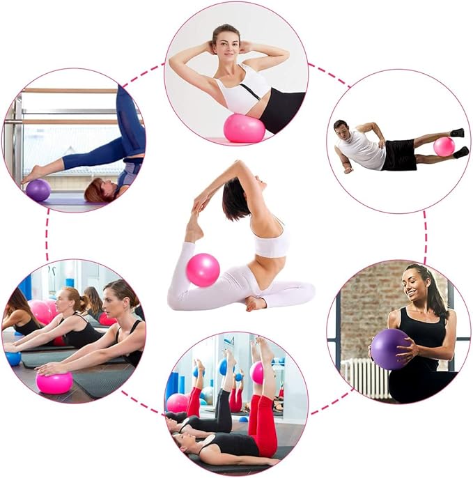 Small Exercise Ball Anti-Burst Non-Slip Stability 9 Inch with Inflatable Straw Mini Pilates Balls Ideal for Yoga Exercise Pilates Physical Therapy Stretching Core Fitness
