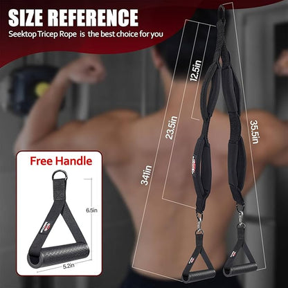 Seektop Tricep Rope, Multi Gym Tricep Rope Cable Attachment with Exercise Handle, Tricep Pull Down Ropes for Push Downs, Crunches, Facepulls