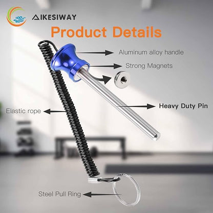 Universal Magnetic Weight Stack Pin with Pull Rope - Heavy Duty Gym Pin for Weight Stack Machines | Commercial & Home Gym Accessories | Replacement Weight Pins for Strength Training Equipment