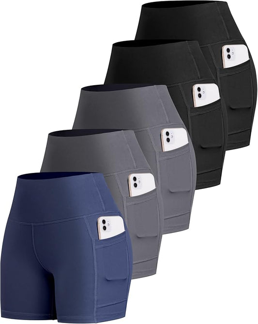 LZYVOO Biker Spandex Shorts Women, High Waisted Tummy Control Workout Yoga Shorts with Pockets