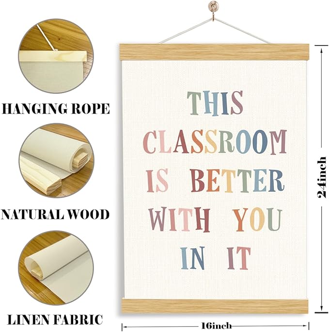 YGSDZY This Classroom Is Better With You In It, Boho Classroom Decor, Wood Poster Hanger, School Psychology, Mental Health Posters, Homeschool Poster, Homeschool Decor