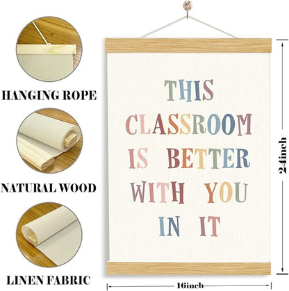 YGSDZY This Classroom Is Better With You In It, Boho Classroom Decor, Wood Poster Hanger, School Psychology, Mental Health Posters, Homeschool Poster, Homeschool Decor