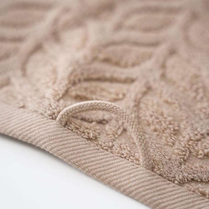 BAGNO MILANO Turkish Bath Towels, Soft Plush Jacquard Luxury Bath Towels, Quick Dry Towel Set (Sand Beige, 4 Pcs Hand Towel Set)