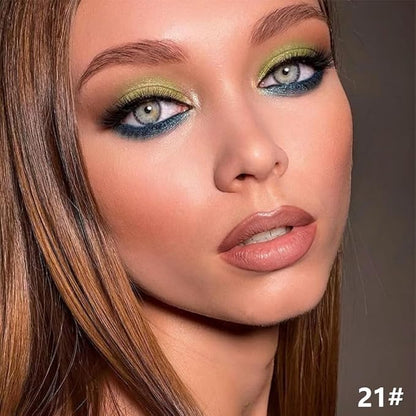 Yellow Green Shimmer Cream Eye Shadow Stick Makeup for Women, Lime Green Shimmer Matte Eye Shadow Brightener Stick for Eyes, Waterproof Eyeshadow Pencil Applicator Blendable for Eye Highlight 21