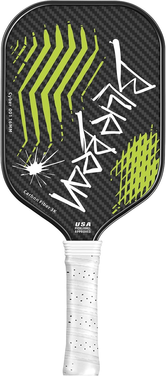Pickleball Paddles,USAPA,Carbon Fiber Pickleball Paddle with 16MM Polymer Honeycomb Core Provides Lighter Weight&Higher Grit&Spin,Engineered for Professional Players,BlueBean