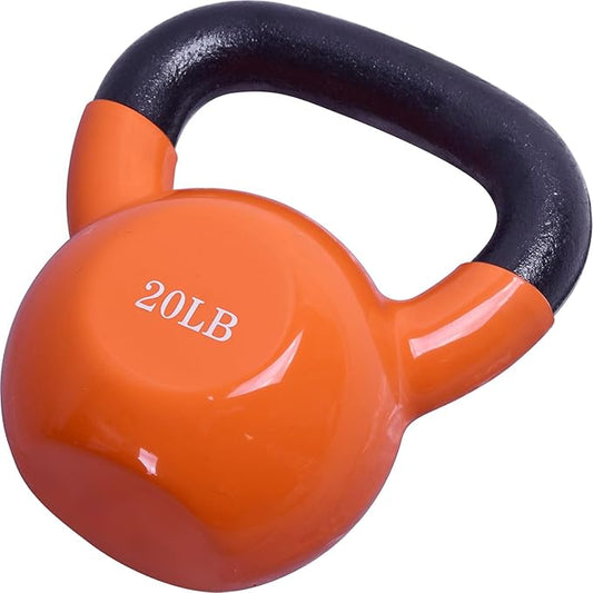 20, 25, 30, 35, 40, 45 Lbs Kettlebell Iron Sand Filled Weights for Women and Men, Orange Kettlebells with Smooth PP Material Surface and Non-slip Handle, Multiple Sizes and Weights
