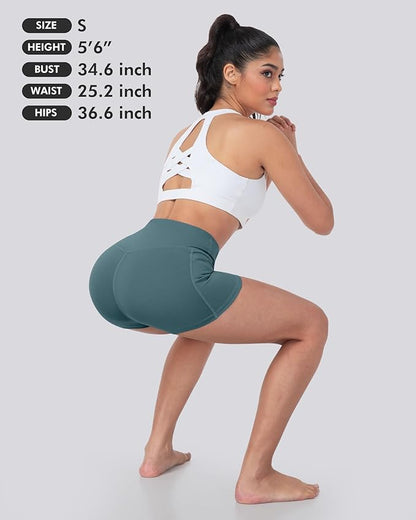 LZYVOO Biker Spandex Shorts Women, High Waisted Tummy Control Workout Yoga Shorts with Pockets