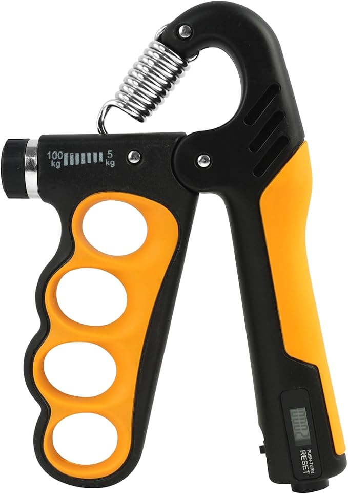 Grip Strength Trainer, Adjustable Resistance 11-220 Pounds (5-100 Kg), Automatic Counting, Arm Rehabilitation Training and Daily Exercise, Forearm Strengthener for Musicians and Athletes