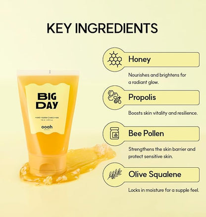 BIG DAY Nourishing Honey Face Mask | Korean Skincare for Deep Hydration & Glow | Propolis, Bee Pollen & Ceramide for Radiance & Skin Barrier Support | 120ml 4.05fl.oz