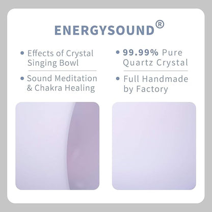 432Hz B Crown Chakra Frosted Quartz Crystal Singing Bowl 8 inch mallet and o-ring included