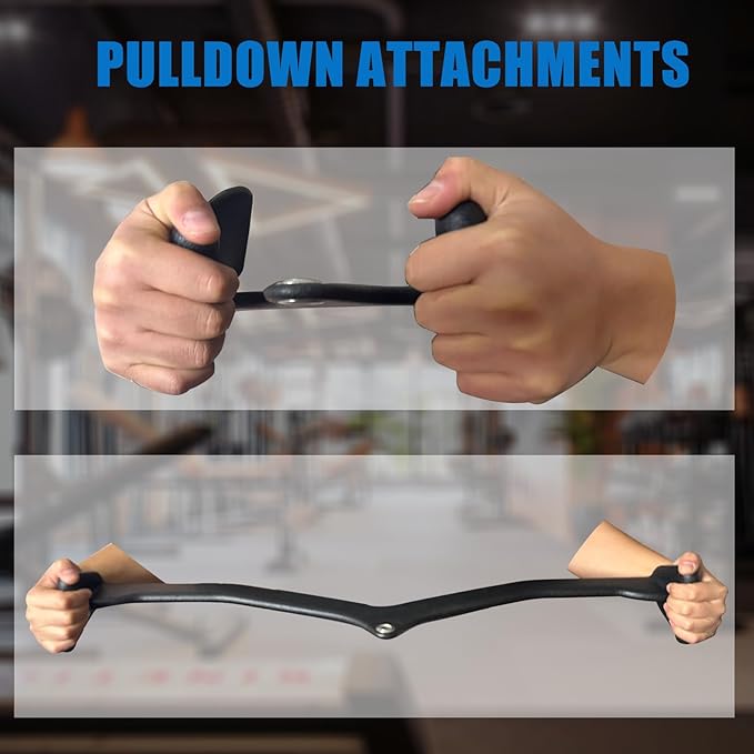 LAT Pulldown Attachments, LAT Bar Cable Machine Attachment,T-bar V-bar, LAT Pull Down Bars, Back Tricep Bar Strength Training Handle for Home Gym Fitness
