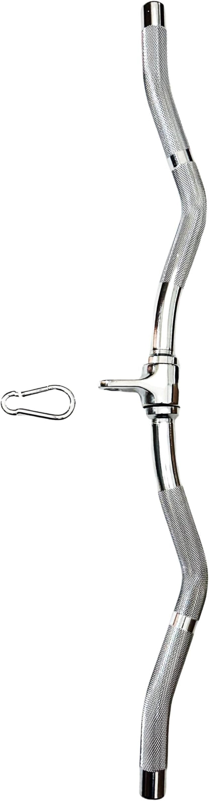 Lat Cable Machine Attachment Curl Pulldown Barbell Revolving Bar, Multi-Exerciser Cable Attachment, Solid Steel Tricep Press Down Bar with Rubber Handgrips & Revolving Hanger