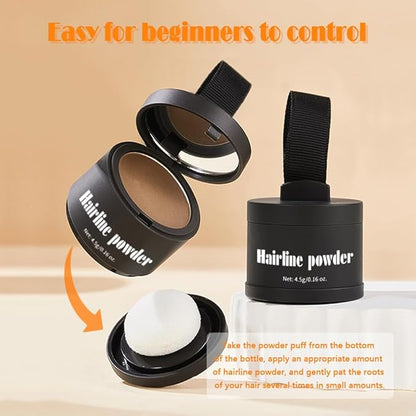 Invisible Hairline Powder, Undetectable Coverage for Bald Spots Receding Hairlines, 3 Seconds Fill for Bald Spots & Thinning Edges, Waterproof, Transfer-Resistant, Natural Matte Finish
