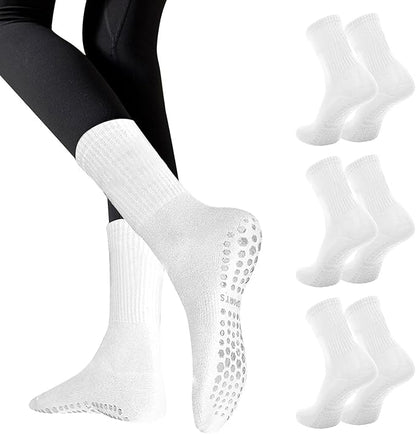 3 Pairs Non Slip Yoga Socks for Women Anti-skid Long Socks for Yoga, Barre, Ballet, Dance, Barefoot Workout Gym