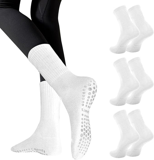 3 Pairs Non Slip Yoga Socks for Women Anti-skid Long Socks for Yoga, Barre, Ballet, Dance, Barefoot Workout Gym