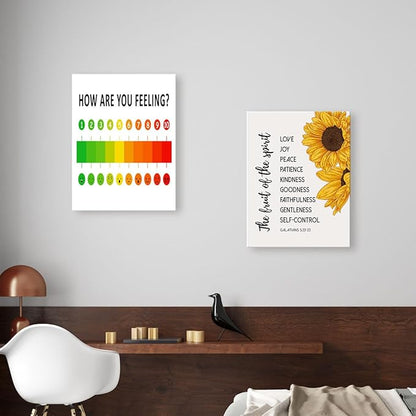 LISTNGBO Mental Health Canvas Wall Art,How are You Feeling Health Clinic Motivational Quote Painting Prints Poster Ready to Hang for Classroom Therapy Office School Wall Decor,12x15 Inch