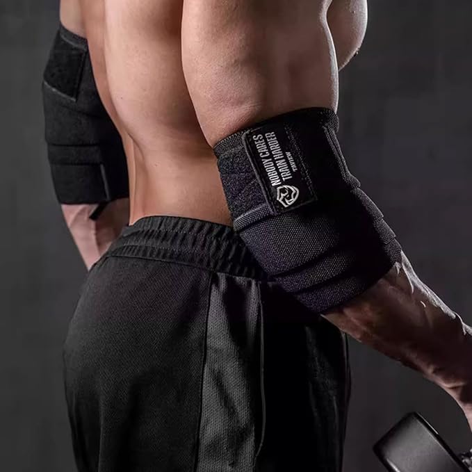 TAVIEW Elbow Wraps for Weightlifting (1 Pair), 47" Elastic Elbow Support & Compression Powerlifting, Fitness, Cross Training & Gym Workout - Elbow Straps for Weight Lifting