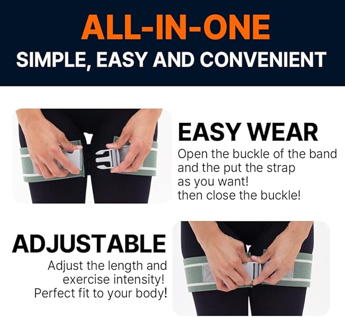 Adjustable Booty Band, Fabric Resistance Bands with Buckle, All-in-One, Non-Slip Bands for Women and Men, Hip Loops for Leg Squat Butt Glutes - Multicolour