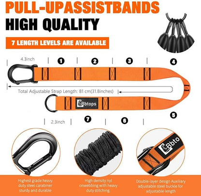 Pull Up Assistance Bands,Up to 300 lbs Assistance,Adjustable Heavy Duty 4 Pull Up Bands with Handle and Door Anchor for Home Gym Fitness Exercise Strength Training Workout Equipment