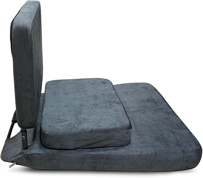 Zen Zone 90° Buddha Yoga Meditation Floor Chair Premium and Foldable with Fixed Back Support Chair Dark Grey