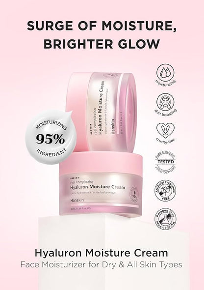 Hanskin Daily Hydration Duo – Real Complexion Hyaluron Skin Essence & Moisture Cream | Deep Hydration, Moisturizing & Soothing Care for Dry, Sensitive & Dehydrated Skin | Korean Skincare Set, K-Beauty