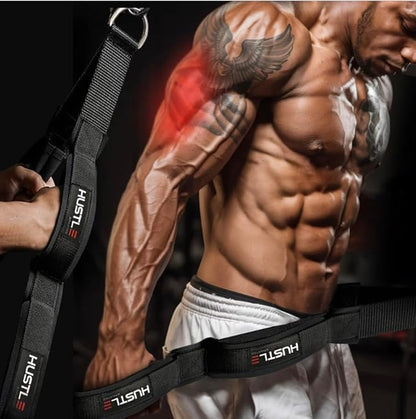 Hustle Athletics Tricep Rope Cable Attachments for Gym Use - Perfect Gym Equipment for Home/Gym Accessories - Multi Workout Rope Cable Machine Attachment -Best Gym Rope Grip with 4 Anti-Slip Handles